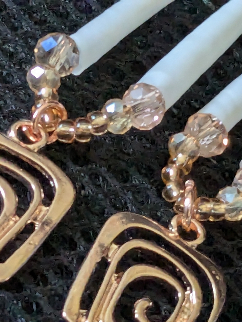 Indigenous Rose Gold Spiral Dentalium Shell Drop Earrings - Picture 6 of 6